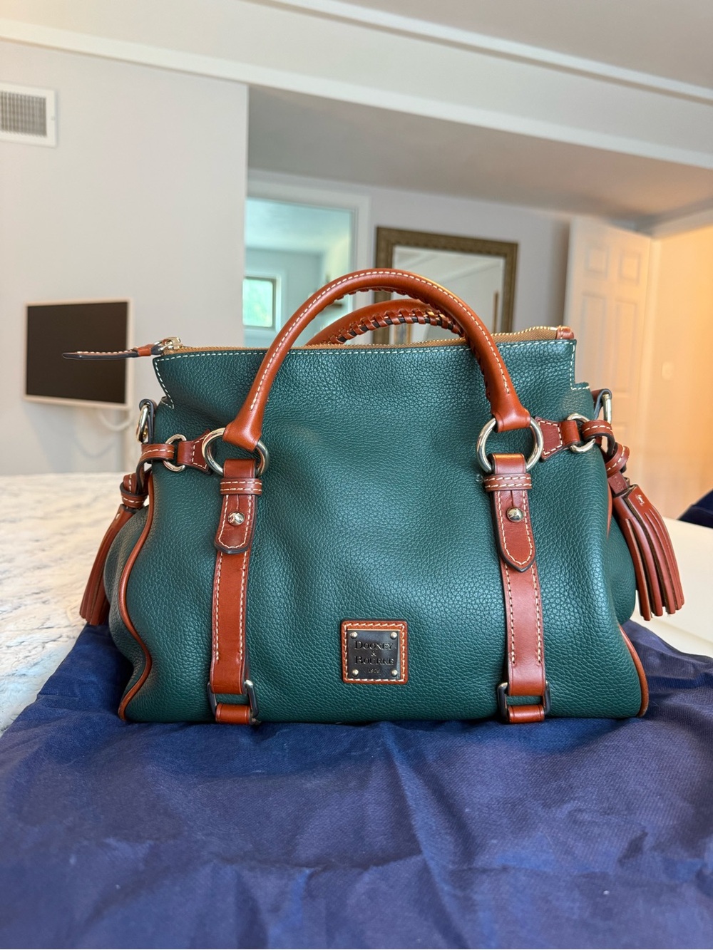Dooney and Bourke Ivy Green Pebbled leather satchel - Picture 2 of 10